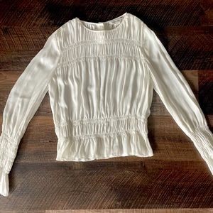 Club Monaco White Smocked Blouse
